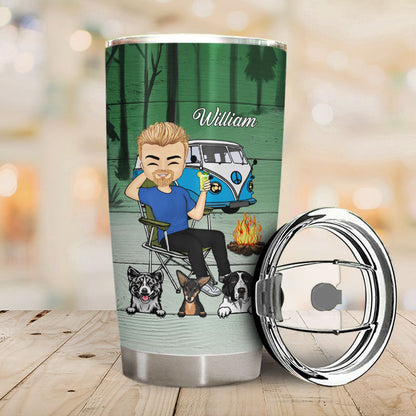 I'm Grumpy I Like Camping Dog - Personalized Custom Tumbler