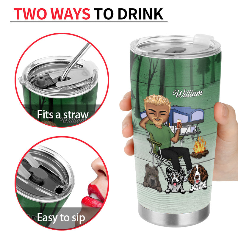 I'm Grumpy I Like Camping Dog - Personalized Custom Tumbler