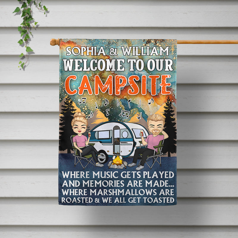 Where Music Gets Played Husband Wife Camping Couple - Personalized Custom Flag