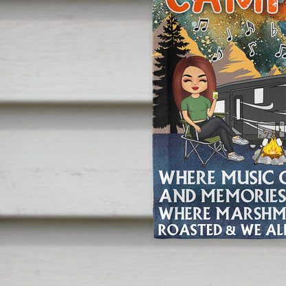 Where Music Gets Played Husband Wife Camping Couple - Personalized Custom Flag