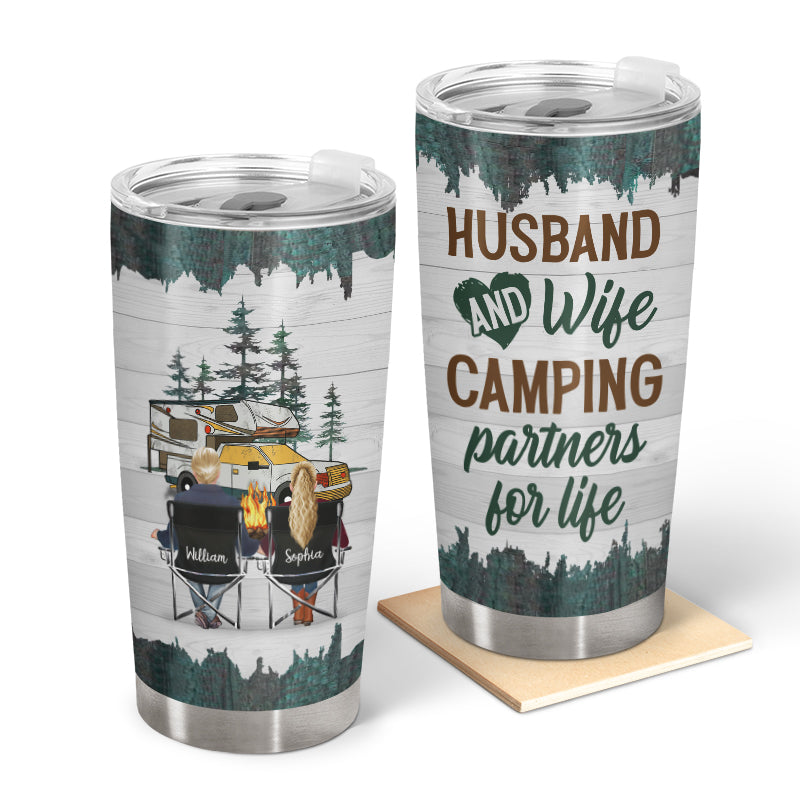 Husband Wife Camping Partners - Personalized Custom Tumbler