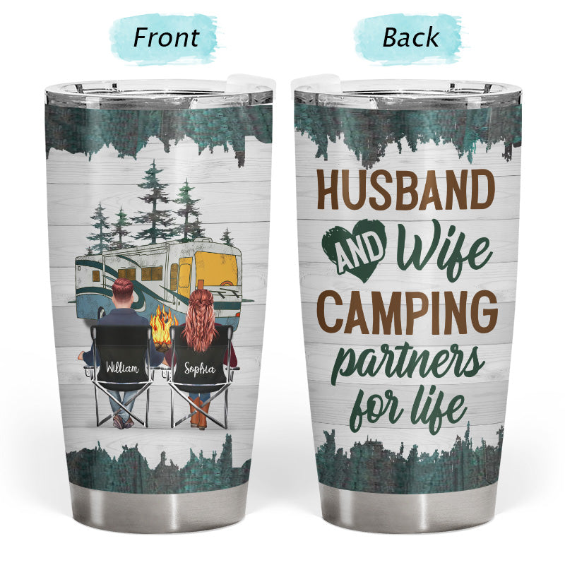 Husband Wife Camping Partners - Personalized Custom Tumbler