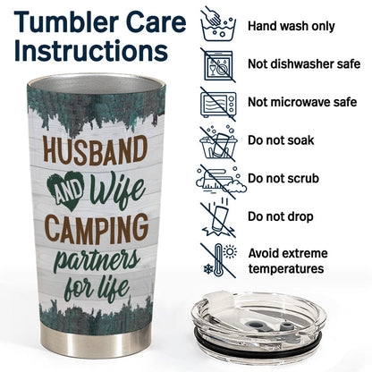 Husband Wife Camping Partners - Personalized Custom Tumbler