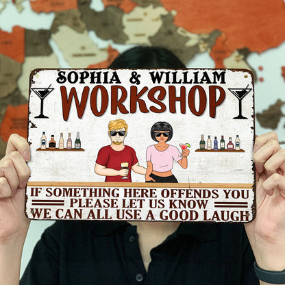 Offends You Please Let Us Know - Gift For Couples - Personalized Custom Classic Metal Signs