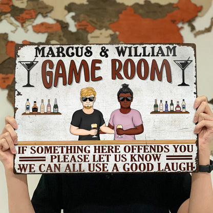 Offends You Please Let Us Know - Gift For Couples - Personalized Custom Classic Metal Signs