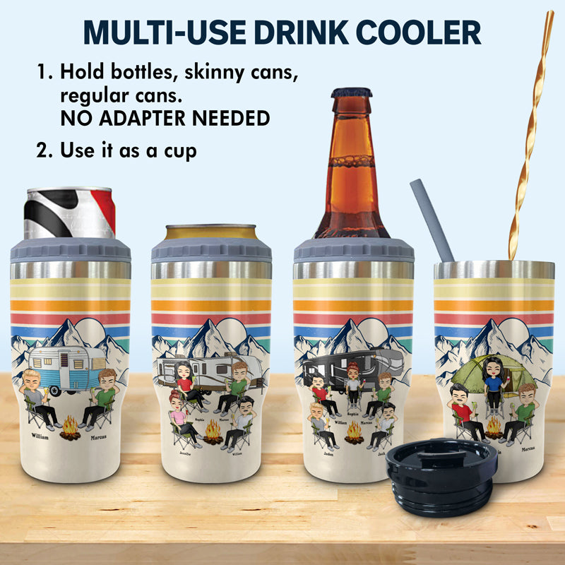 Chance With Drinking - Gift For Camping Besties - Personalized Custom Triple 3 In 1 Can Cooler