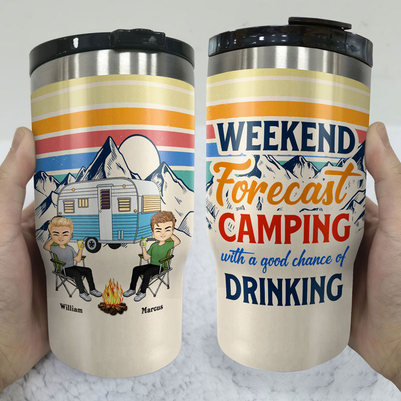 Chance With Drinking - Gift For Camping Besties - Personalized Custom Triple 3 In 1 Can Cooler