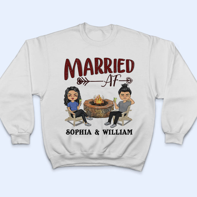 Married Af - Grilling Chillin Couple - Personalized Custom T Shirt