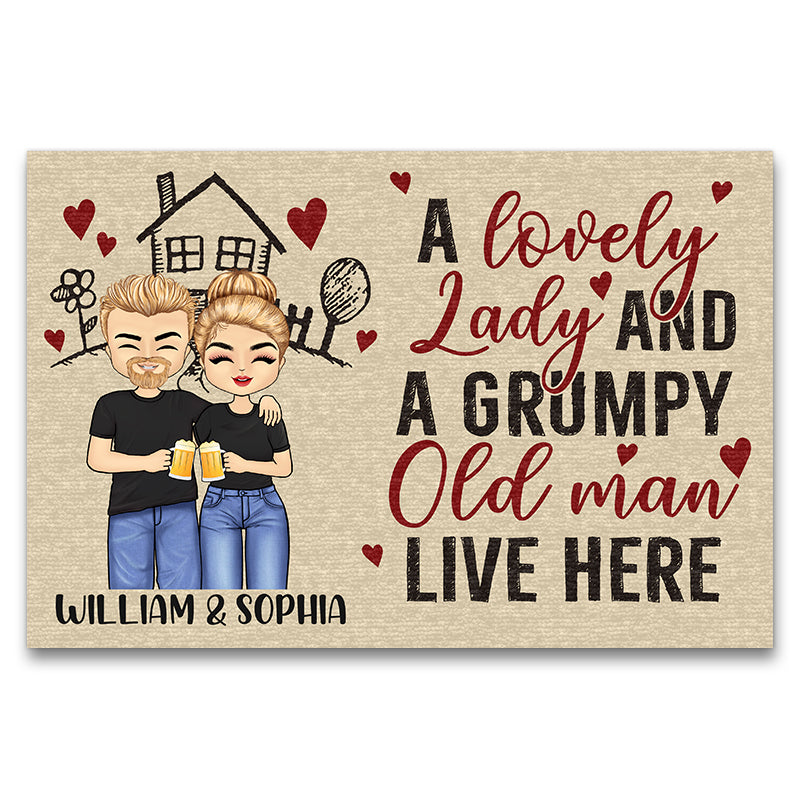 Lovely Lady And Grumpy Old Man - Couple Gift - Personalized Custom Doormat
