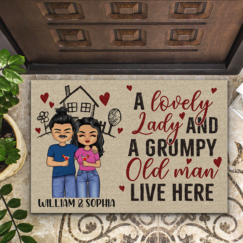 Lovely Lady And Grumpy Old Man - Couple Gift - Personalized Custom Doormat