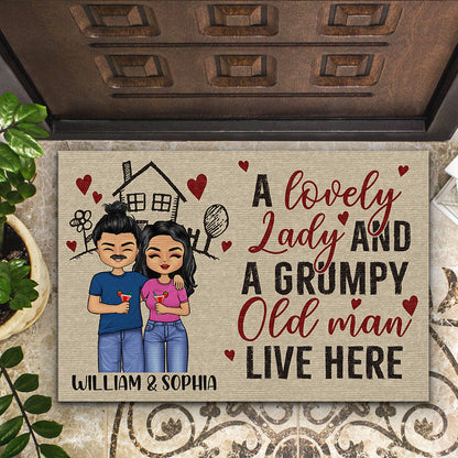 Lovely Lady And Grumpy Old Man - Couple Gift - Personalized Custom Doormat