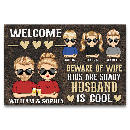Beware Of Wife Husband Is Cool - Family Gift - Personalized Custom Doormat