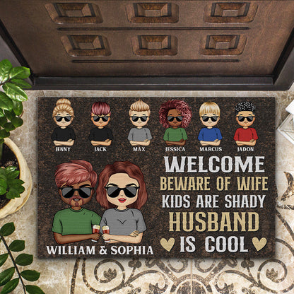 Beware Of Wife Husband Is Cool - Family Gift - Personalized Custom Doormat