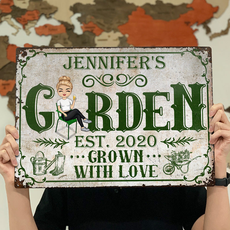 Grown With Love Gardening Gift - Personalized Custom Classic Metal Signs