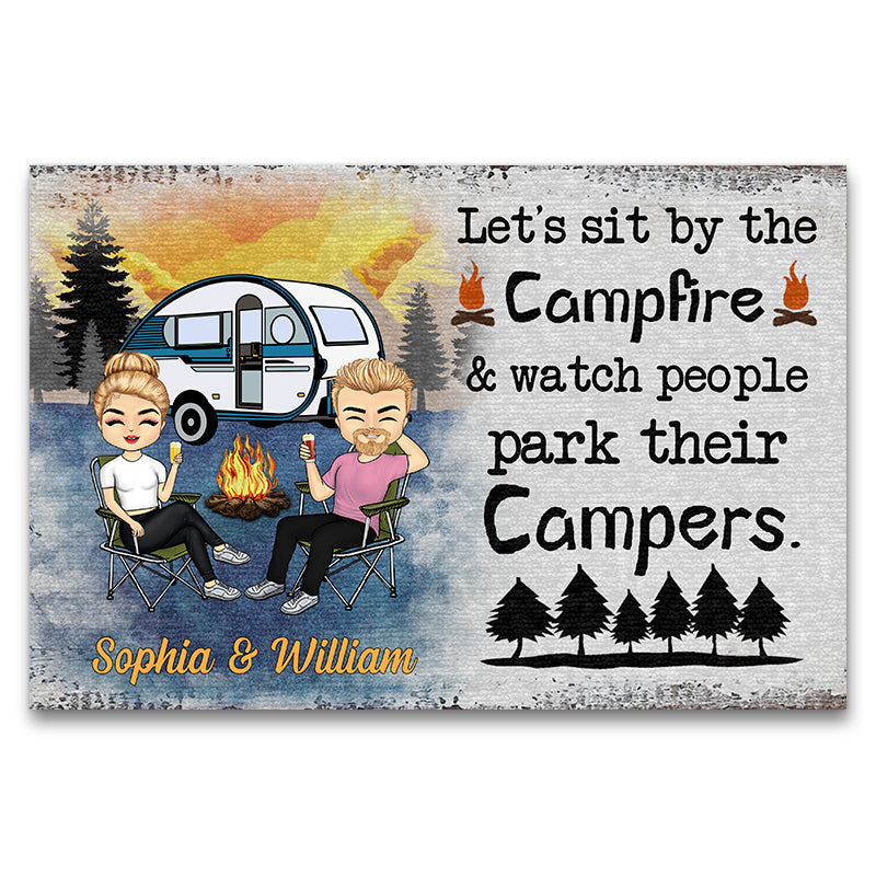 Let's Sit By The Campfire Watch People Camping Gift - Personalized Custom Doormat