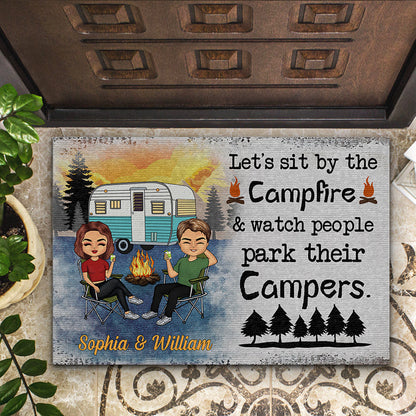 Let's Sit By The Campfire Watch People Camping Gift - Personalized Custom Doormat
