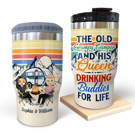 Drinking Buddies For Life - Gift For Camping Lovers - Personalized Custom Triple 3 In 1 Can Cooler