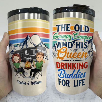 Drinking Buddies For Life - Gift For Camping Lovers - Personalized Custom Triple 3 In 1 Can Cooler