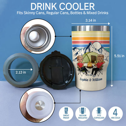 Drinking Buddies For Life - Gift For Camping Lovers - Personalized Custom Triple 3 In 1 Can Cooler