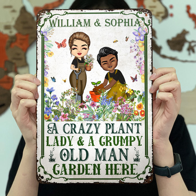 A Crazy Plant Lady Grumpy Old Man - Gift For Gardener - Personalized Custom Classic Metal Signs
