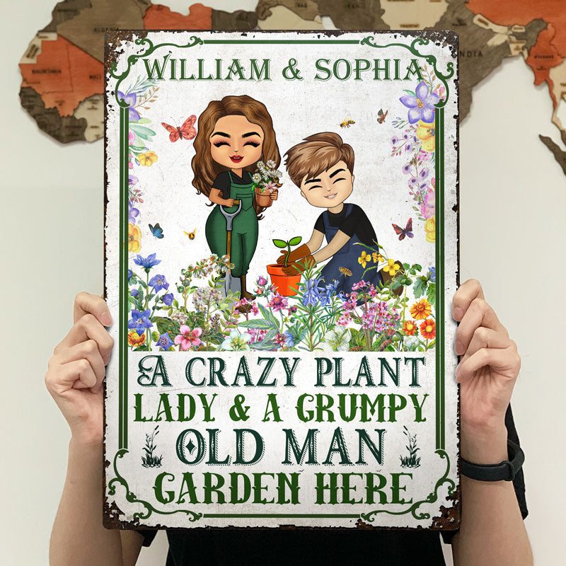 A Crazy Plant Lady Grumpy Old Man - Gift For Gardener - Personalized Custom Classic Metal Signs