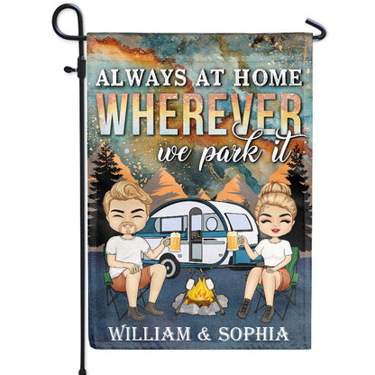 Always At Home Camping Gift - Personalized Custom Flag