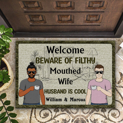 Beware Mouth Wife Husband Is Cool - Gift For Couples - Personalized Custom Doormat
