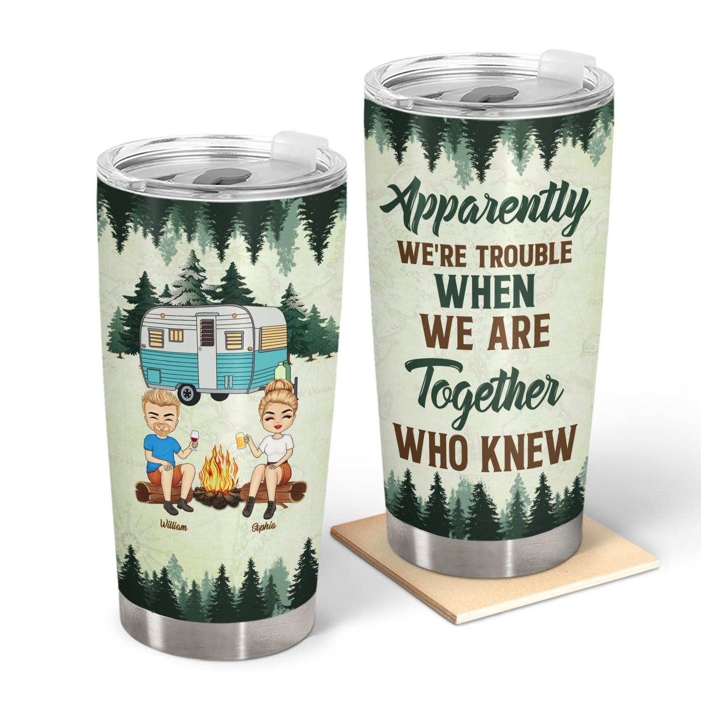 Best Friends We’re Trouble When We Are Together - Camping Gift For BFF Besties - Personalized Custom Tumbler