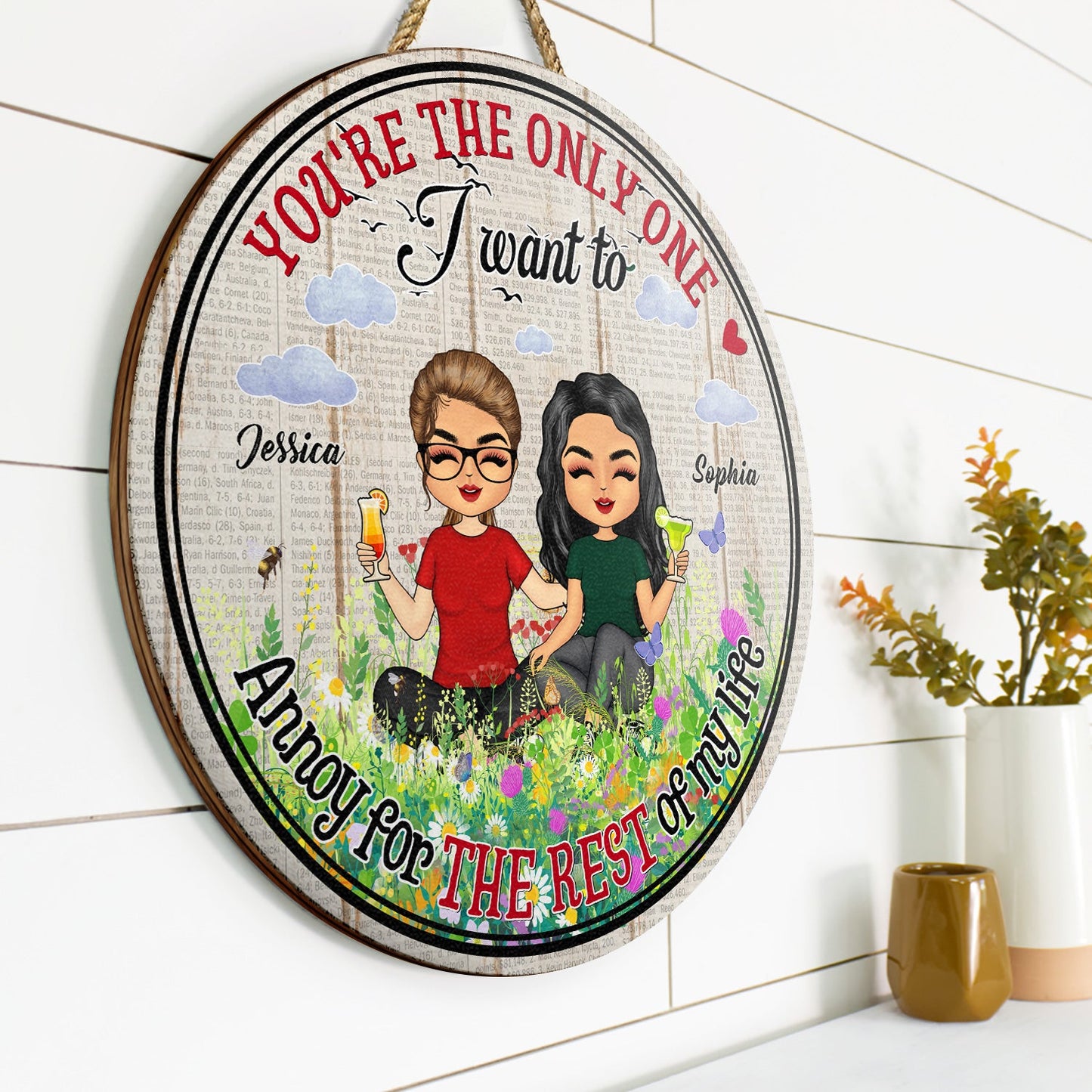 Annoy For The Rest Of My Life - Gift For Couple - Personalized Custom Wood Circle Sign