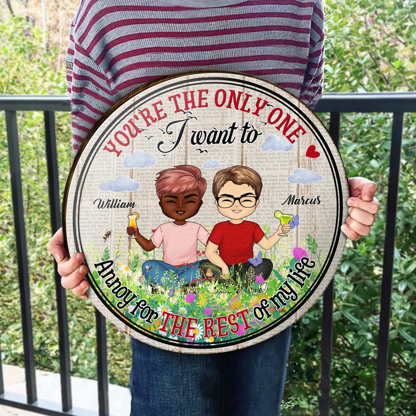 Annoy For The Rest Of My Life - Gift For Couple - Personalized Custom Wood Circle Sign