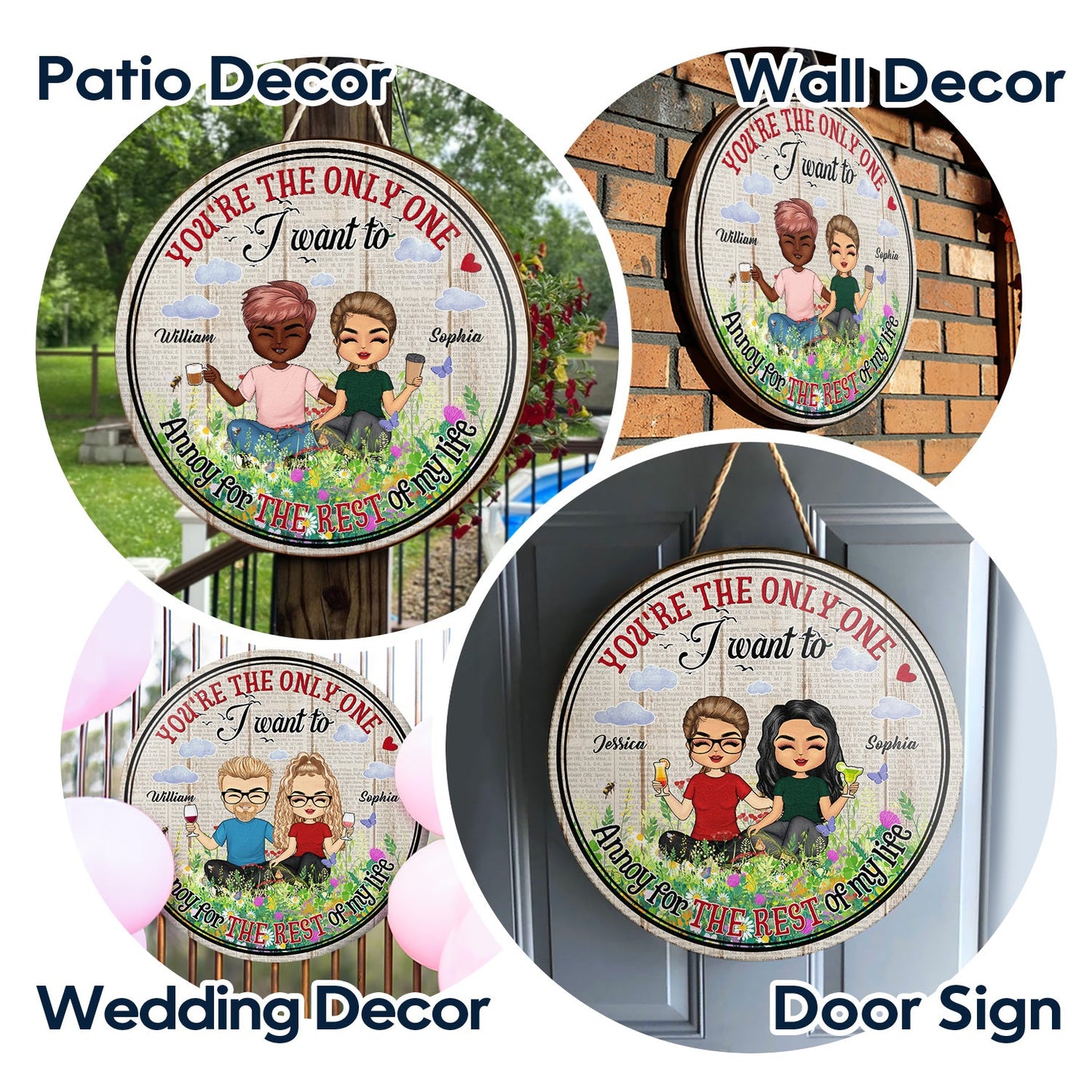 Annoy For The Rest Of My Life - Gift For Couple - Personalized Custom Wood Circle Sign