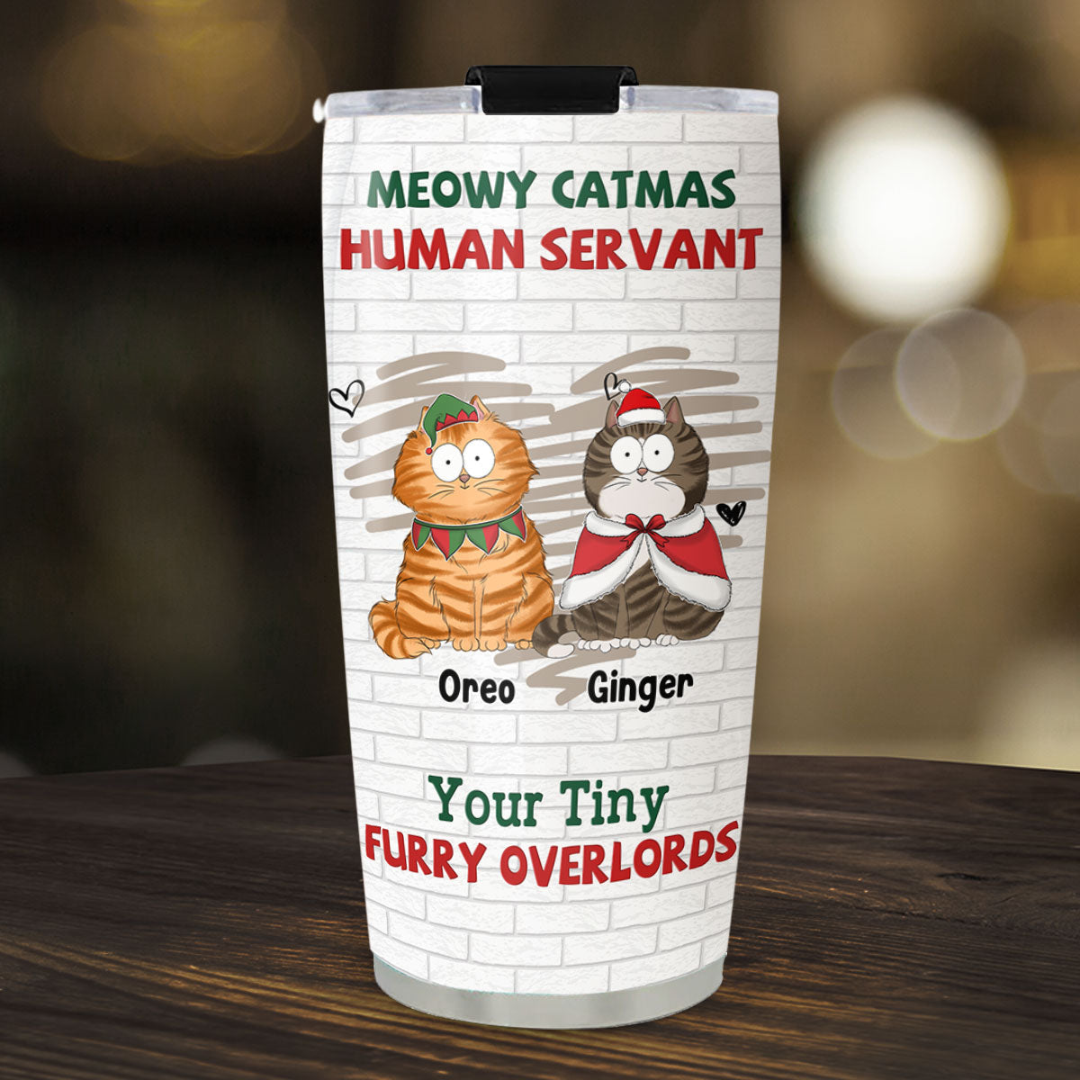 Tiny Cat Overlord Christmas - Personalized Custom Tumbler