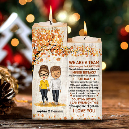 Family Chibi Couple The Day I Met You - Gift For Couples - Personalized Custom Candle Holder