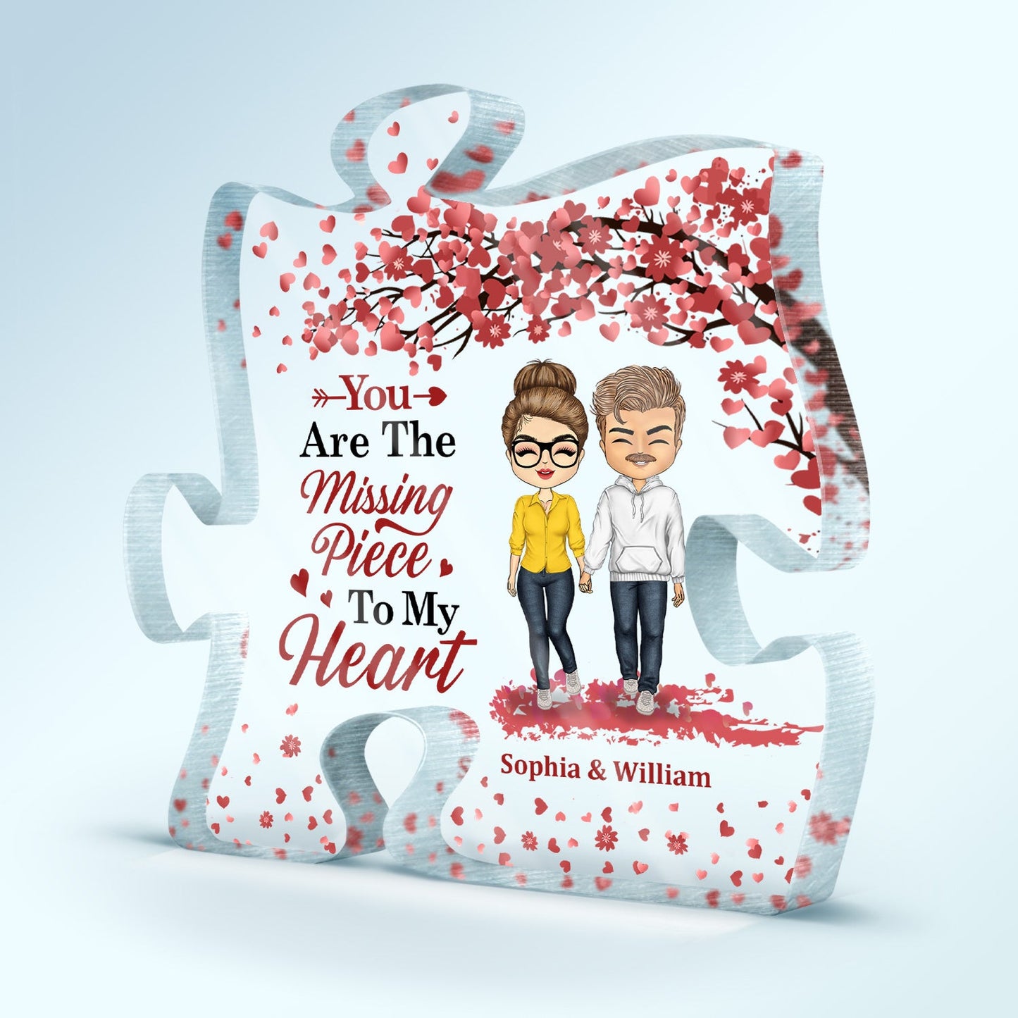 You Are The Missing Piece To My Heart - Anniversary, Birthday Gift For Spouse, Lover, Husband, Wife, Boyfriend, Girlfriend, Couple - Personalized Custom Puzzle Shaped Acrylic Plaque