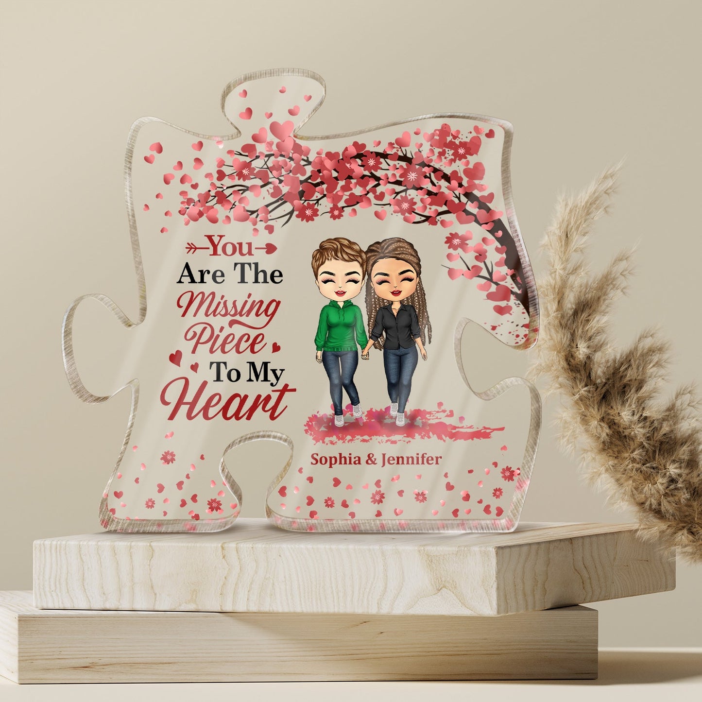 You Are The Missing Piece To My Heart - Anniversary, Birthday Gift For Spouse, Lover, Husband, Wife, Boyfriend, Girlfriend, Couple - Personalized Custom Puzzle Shaped Acrylic Plaque