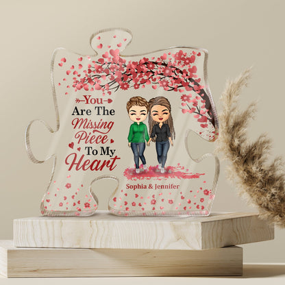 You Are The Missing Piece To My Heart - Anniversary, Birthday Gift For Spouse, Lover, Husband, Wife, Boyfriend, Girlfriend, Couple - Personalized Custom Puzzle Shaped Acrylic Plaque