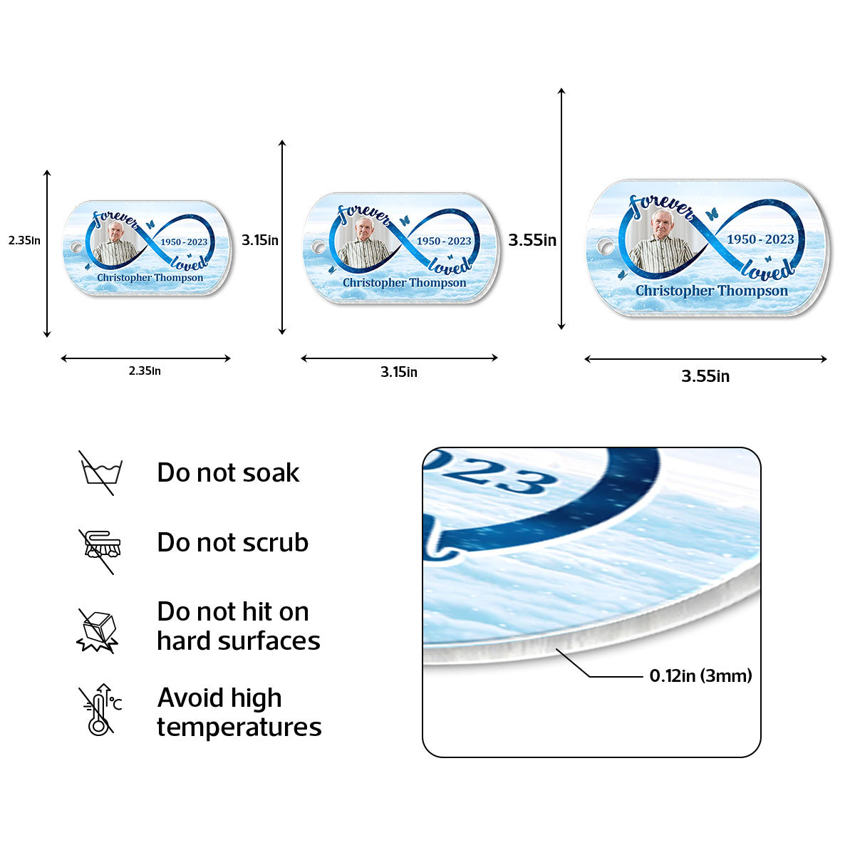 Forever Loved Memorial Remembrance Upload Photo Memorial Remembrance Personalized Acrylic Keychain