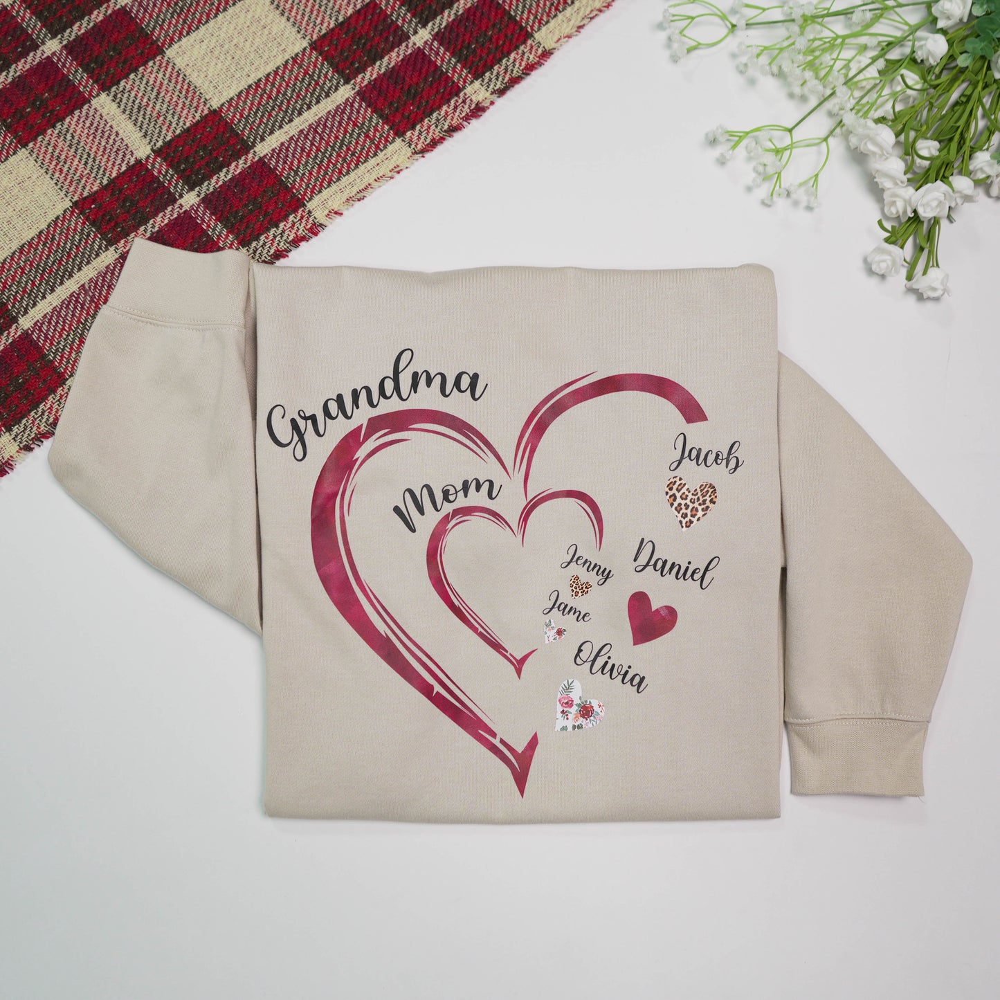 Personalized Heart Mom Grandma And Kids Shirt, Custom Name Mother's Day Shirt, Gift For Birthday Mother's Day, Gift for Mom Grandma Mimi Nana Gigi Gaga