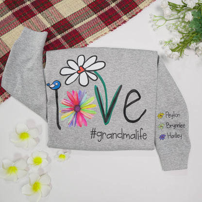 Personalized Love Grandma Life Flower CTH01 Sweatshirt