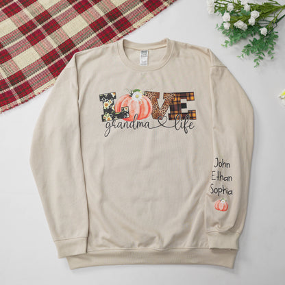 Personalized Love Grandma Life Fall Season Pumpkin Sweatshirt