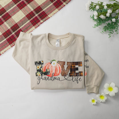 Personalized Love Grandma Life Fall Season Pumpkin Sweatshirt