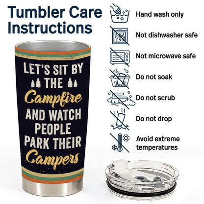 Husband And Wife Camping Partners For Life Retro Black - Couple Gift - Personalized Custom Tumbler