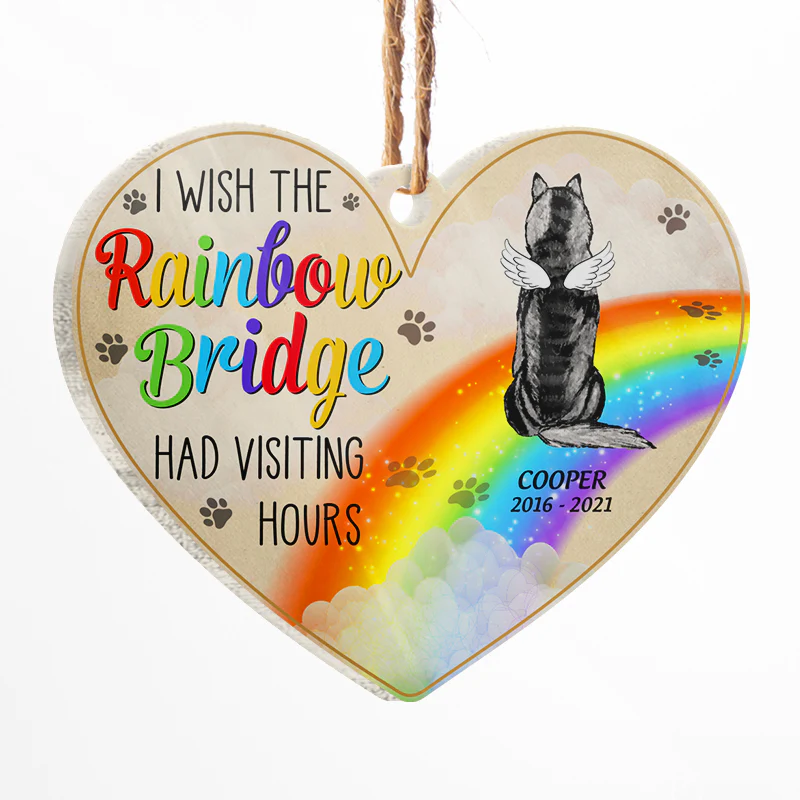 I Wish The Rainbow Bridge - Dog Memorial Gift - Personalized Custom Heart Acrylic Ornament