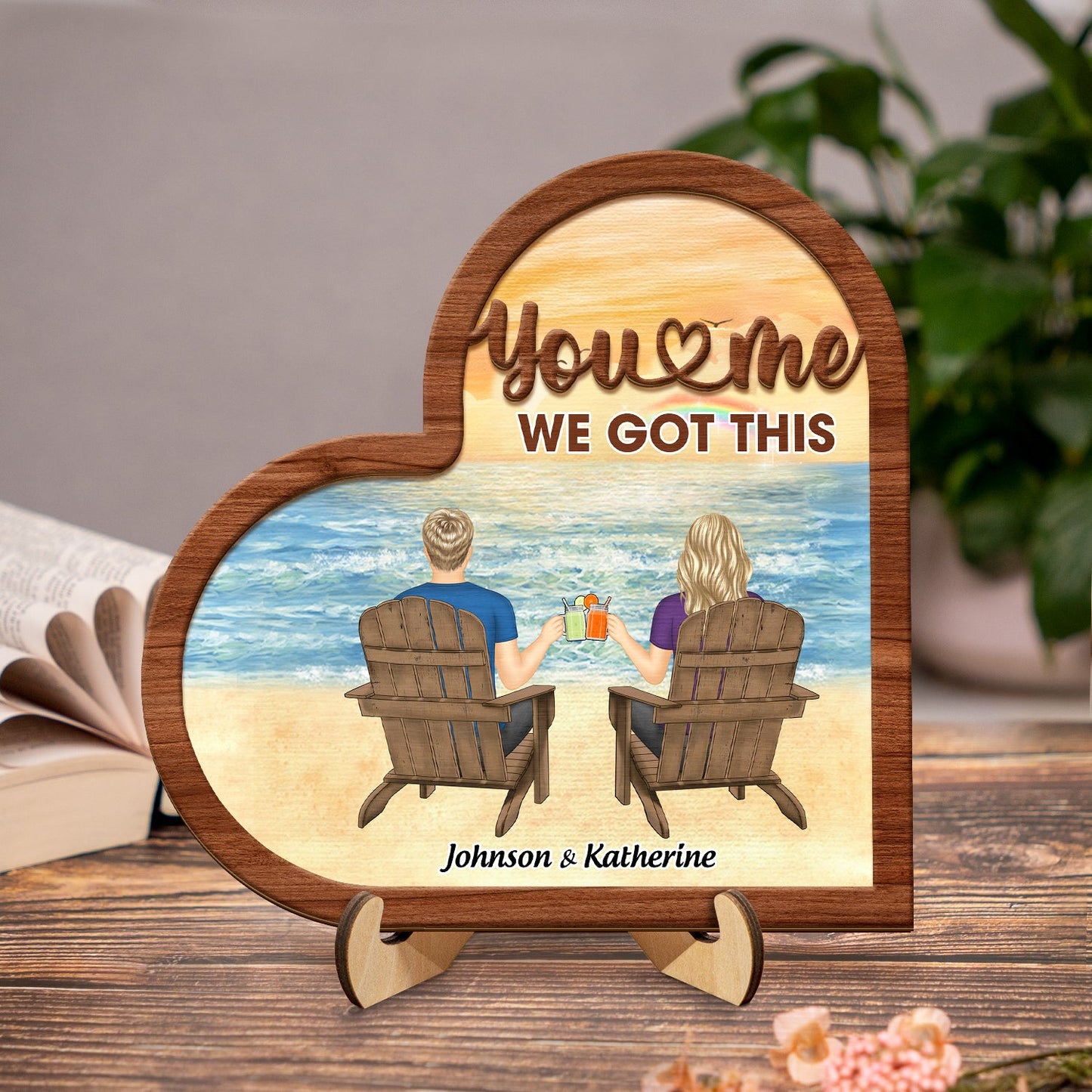 You And Me We Got This - Gift For Couples - Personalized Personalized 2-Layered Wooden Plaque With Stand