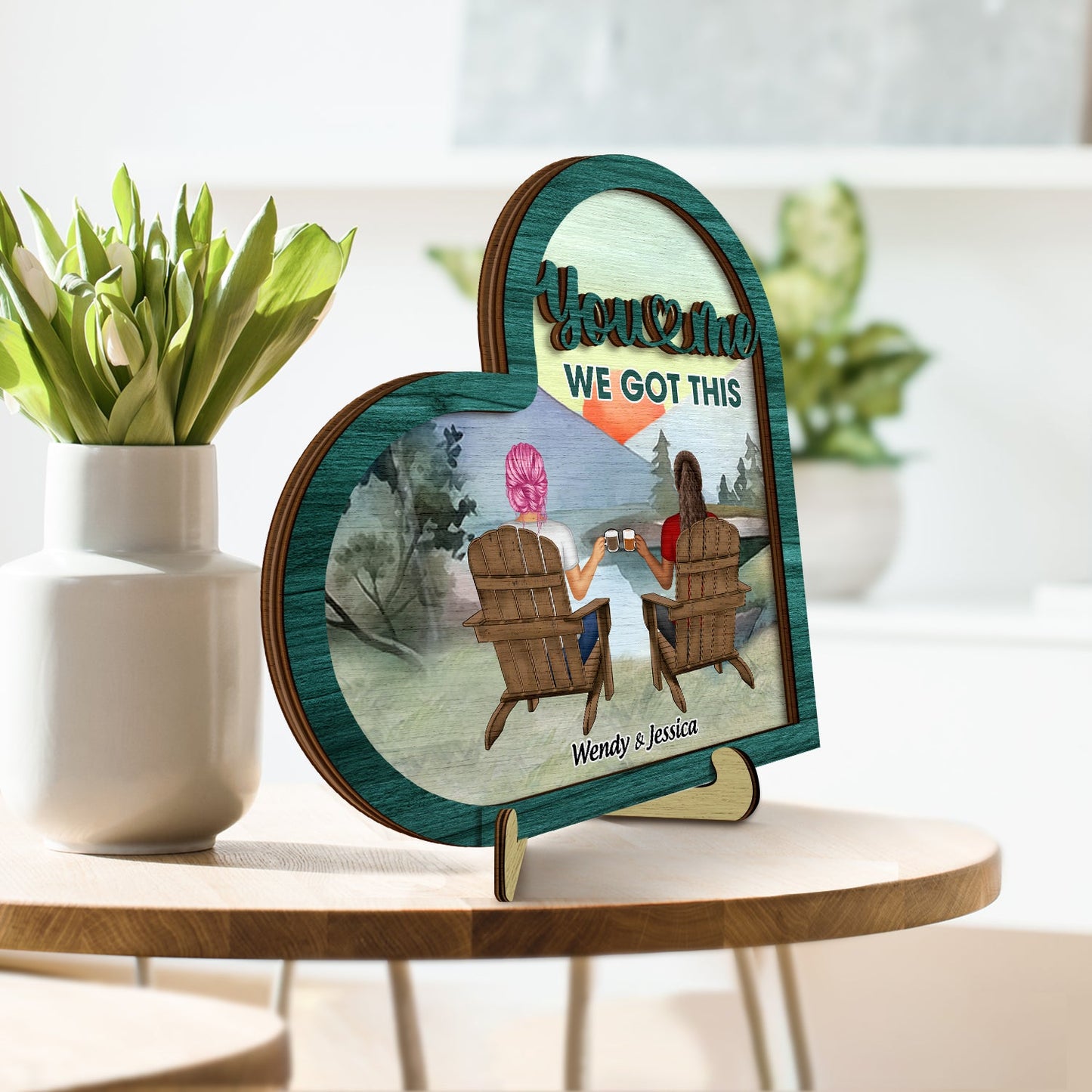 You And Me We Got This - Gift For Couples - Personalized Personalized 2-Layered Wooden Plaque With Stand