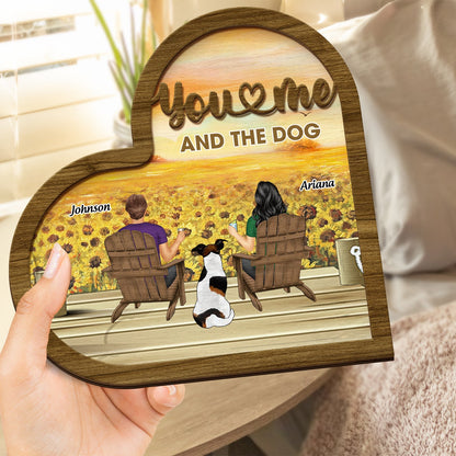 You And Me And The Fur Babies Sunflower - Gift For Pet Lovers - Personalized 2-Layered Wooden Plaque With Stand