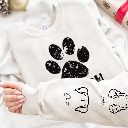 Pawz Dog Mom Dog Dad - Gift For Dog Lovers - Personalized Unisex Sweatshirt With Design On Sleeve