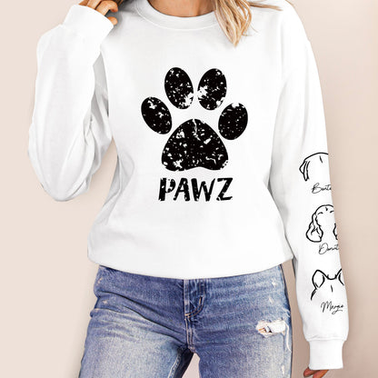 Pawz Dog Mom Dog Dad - Gift For Dog Lovers - Personalized Unisex Sweatshirt With Design On Sleeve