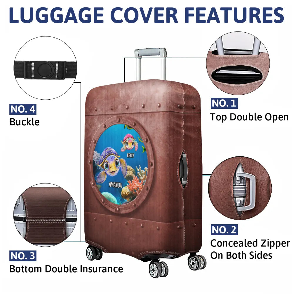 Metal Window Sea Turtle - Personalized Luggage Cover