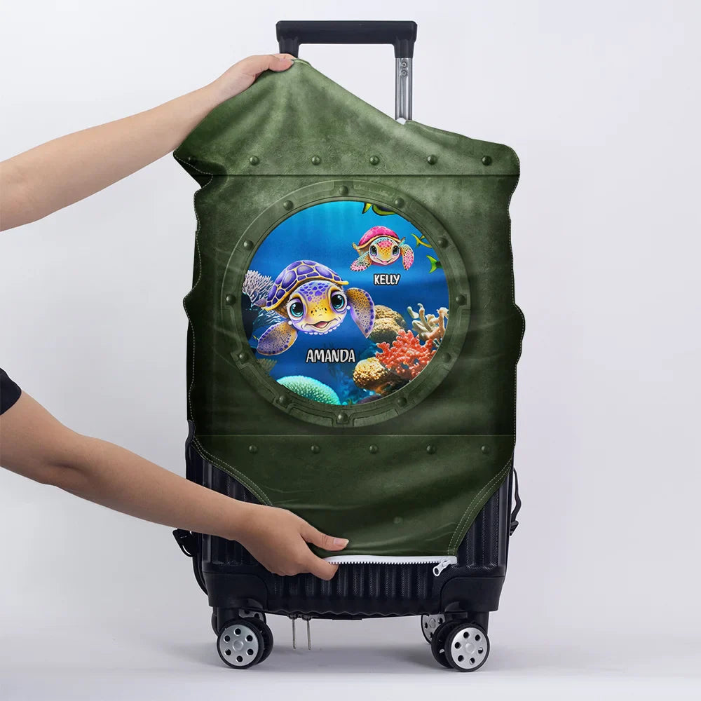 Metal Window Sea Turtle - Personalized Luggage Cover